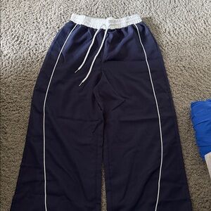 SHEIN Navy Blue Track Pants with White Trim